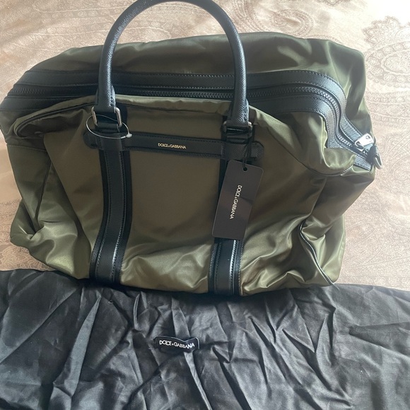 Dolce & Gabbana Unisex Green Nylon/Leather Duffle Bag - Picture 4 of 16